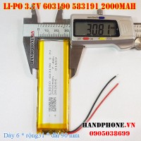 Pin Li-Po 3.7V 2000mAh 603190 583191 (Lithium Polymer)
