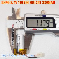 Pin Li-Po 3.7V 220mAh 701230 691231 (Lithium Polymer)