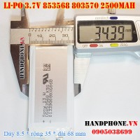 Pin Li-Po 3.7V 2500mAh 853568 803468 (Lithium Polymer)
