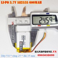 Pin Li-Po 3.7V 600mAh 582535 (Lithium Polymer) jack cắm 3 dây cho Camera hành trình