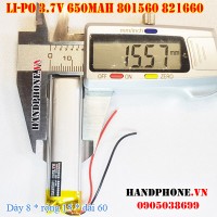 Pin Li-Po 3.7V 650mAh 801560 821660 (Lithium Polymer)