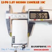 Pin Li-Po 3.8V 1500mAh 603660 Dòng xả cao 10C (Lithium Polymer) cho máy chụp X-Quang