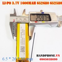 Pin Li-Po 3.7V 652680 652580 1600mAh (Lithium Polymer)