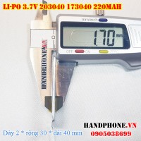 Pin Li-Po 3.7V 220mAh 203040 173040 (Lithium Polymer)
