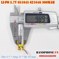 Pin Li-Po 3.7V 300mAh 651045 (Lithium Polymer) cho tai nghe Bluetooth Pin Li-Po 3.7V 300mAh 651045 (Lithium Polymer) cho tai nghe Bluetooth