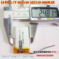 Pin Li-Po 3.7V 600mAh 602540 582540 (Lithium Polymer)
