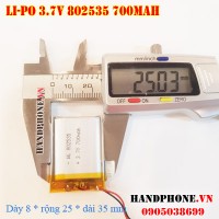 Pin Li-Po 3.7V 700mAh 802535 (Lithium Polymer) Pin Li-Po 3.7V 700mAh 802535 (Lithium Polymer)