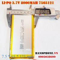 Pin Li-Po 3.7V 7565121 8000mAh (Lithium Polymer) Pin Li-Po 3.7V 7565121 8000mAh (Lithium Polymer)